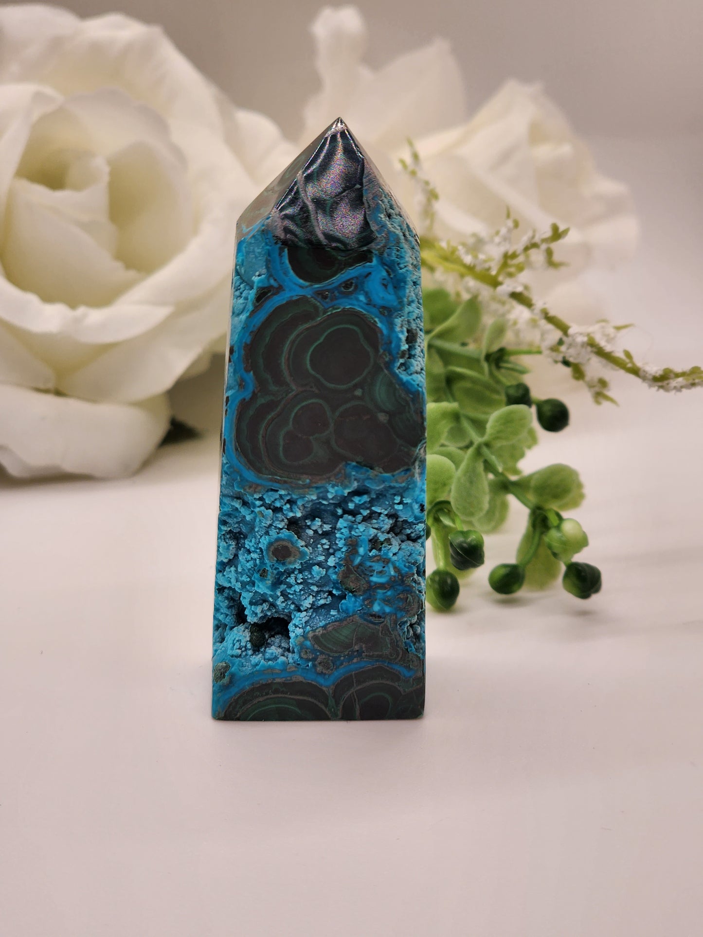 *RARE* Chrysocholla Malachite Point (Tower)