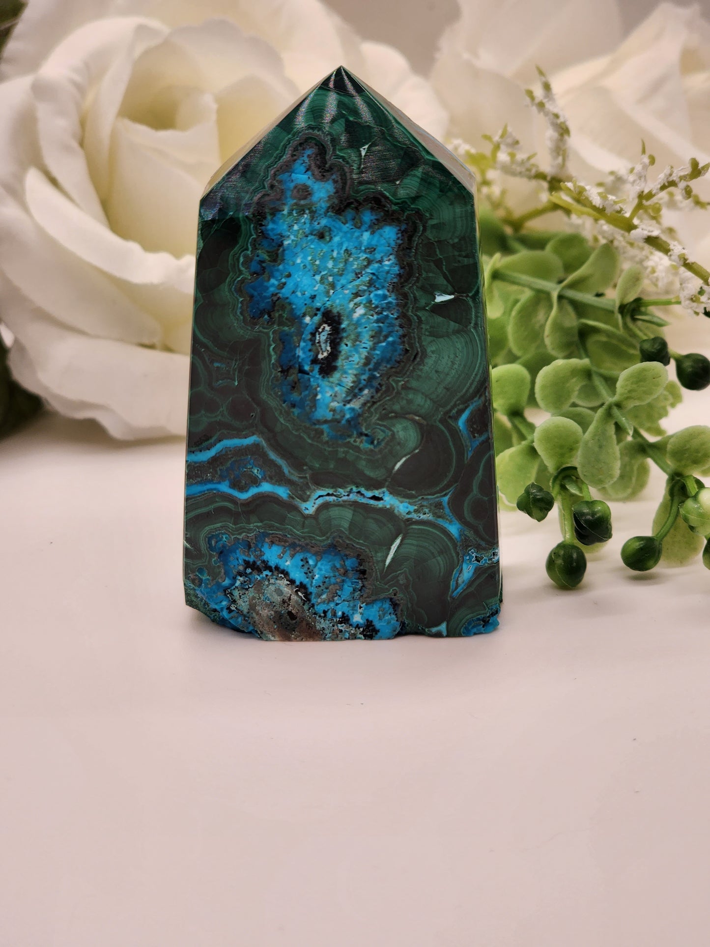 *RARE* Chrysocholla Malachite Point (Tower)