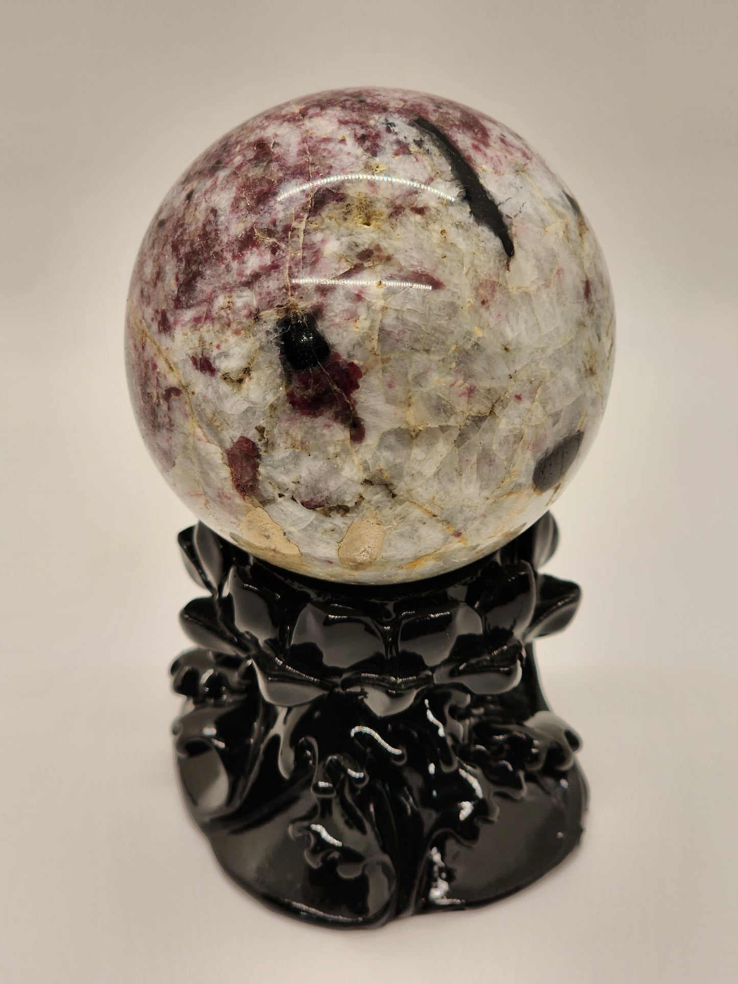 Rubellite Sphere / Pink Tourmaline with Smoky Quartz