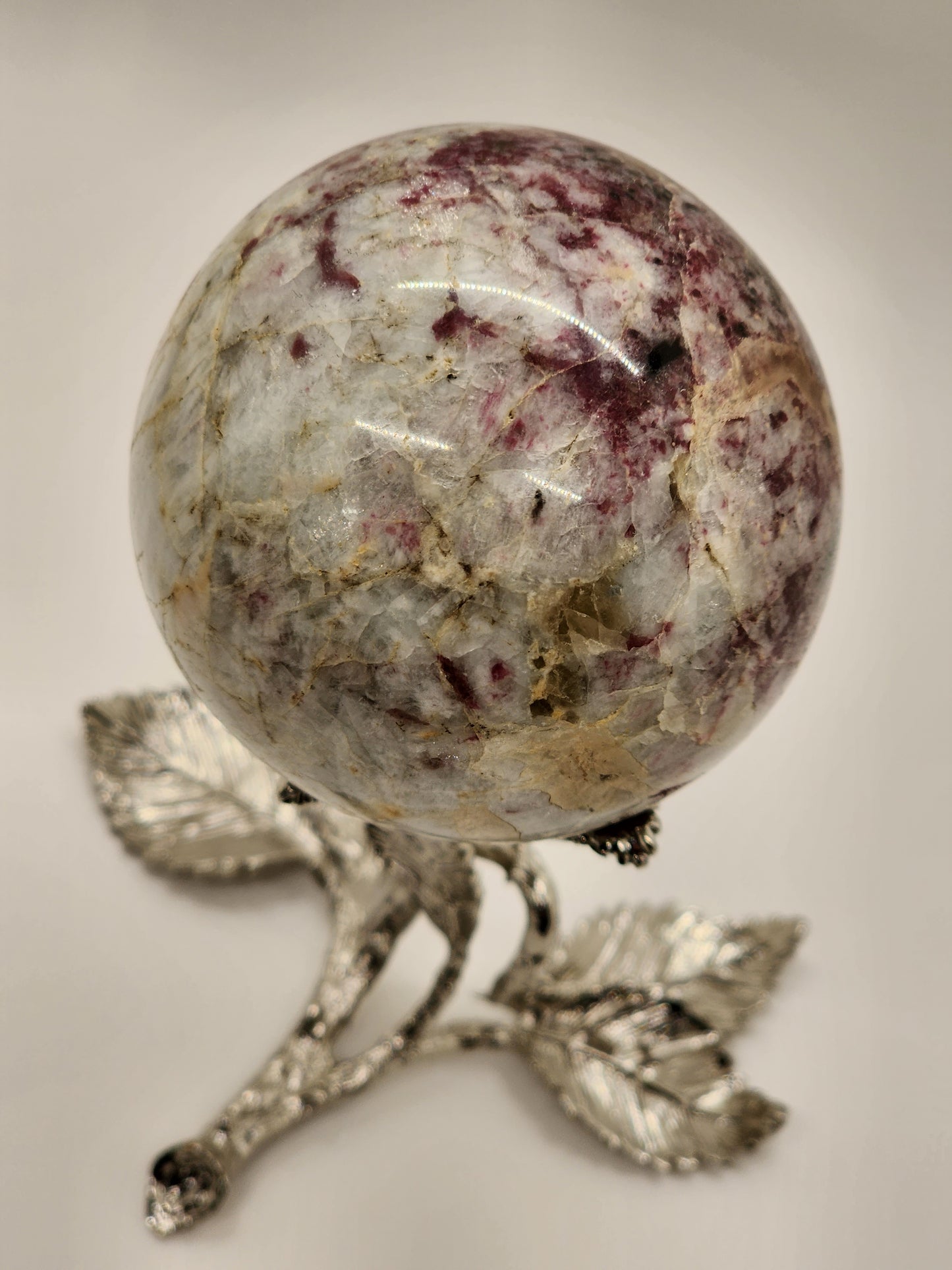 Rubellite Sphere / Pink Tourmaline with Smoky Quartz