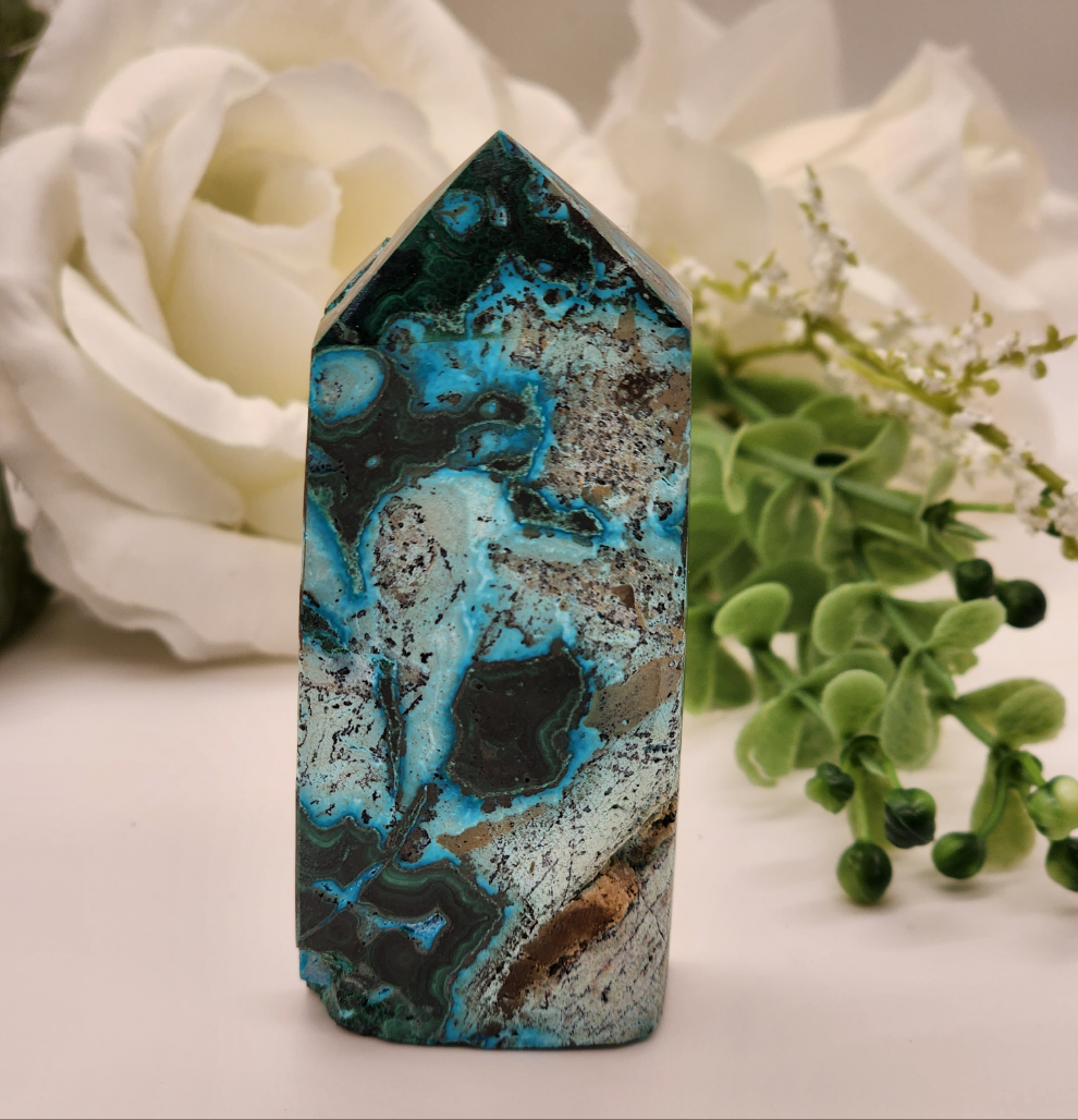 *RARE* Chrysocholla Malachite Point (Tower)