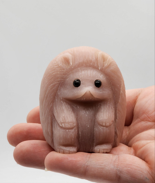 Hand Carved Pink Opal Hedgehog