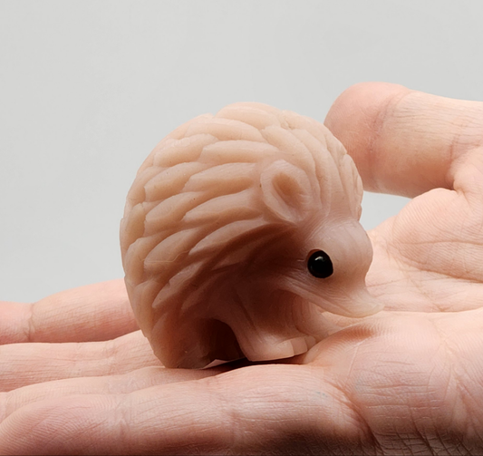 Hand Carved Pink Opal Hedgehog