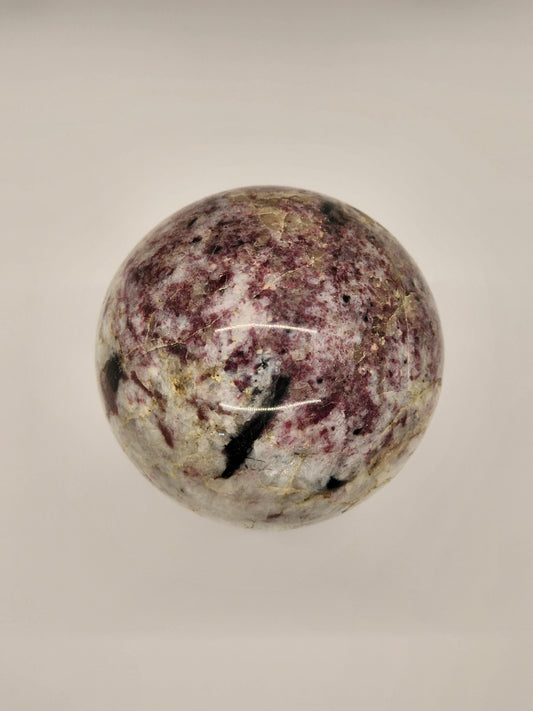 Rubellite Sphere / Pink Tourmaline with Smoky Quartz